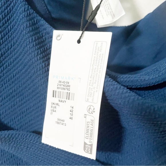 Primark Navy Blue Textured High Cut One Piece Swimsuit Size 10 - Picture 4 of 4